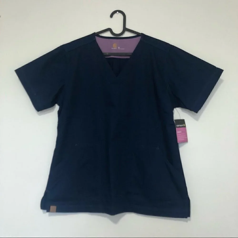 𝅺Carhartt Scrubs V-Neck Multi Pocket Cotton Blend Ripstop Top - Picture 2 of 10